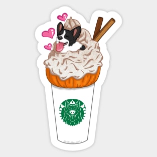 Pumpkin Spice Corgi Latte - Cardigan Sticker